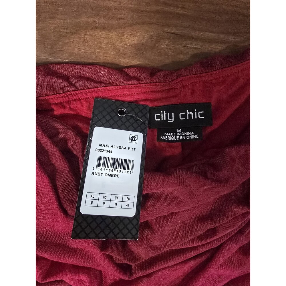 City Chic Flirtation Midi Ruby Ombre Cold Shoulder Ruffle Dress Fairy Romantic - Picture 5 of 13